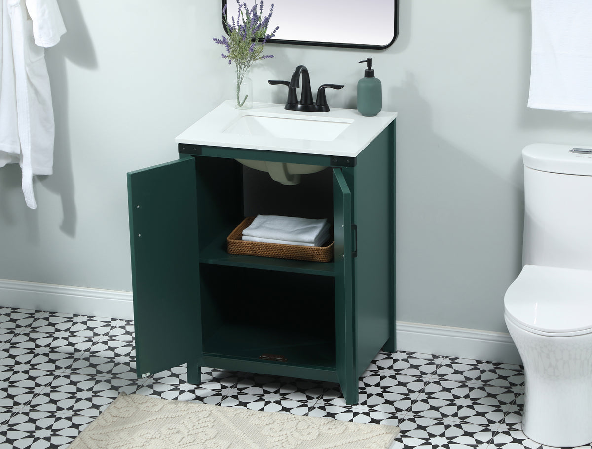 24 inch Single bathroom vanity in green