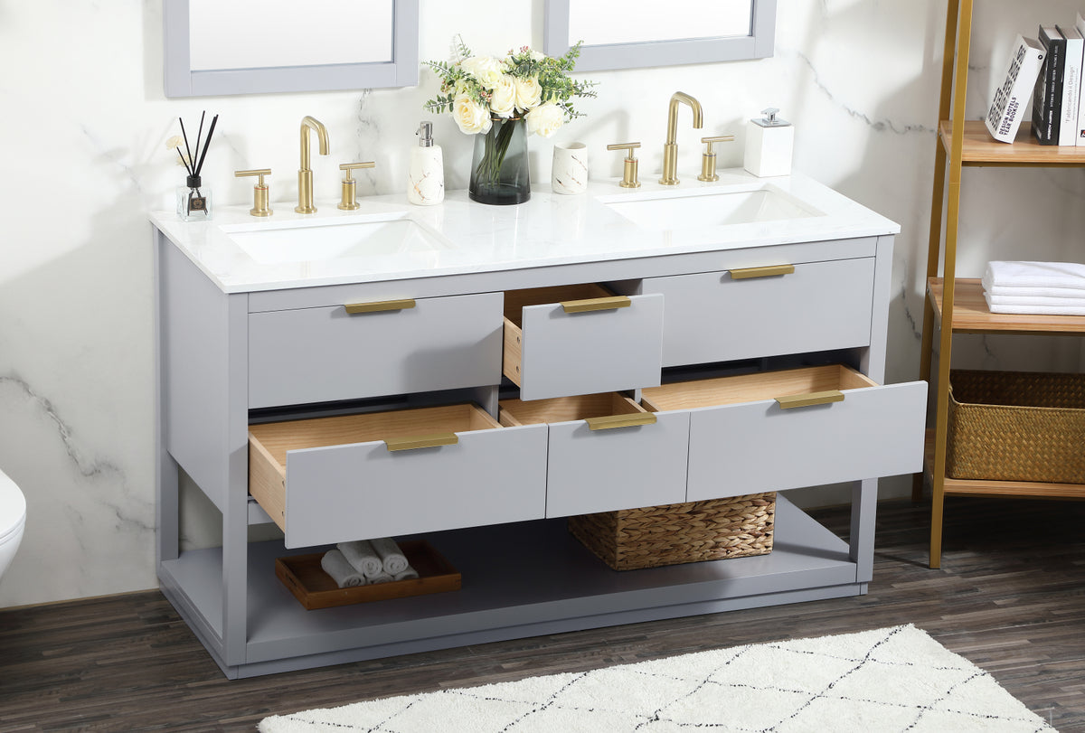 60 inch Single bathroom vanity in grey