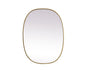 Metal Frame Oval Mirror 27x36 Inch in Brass