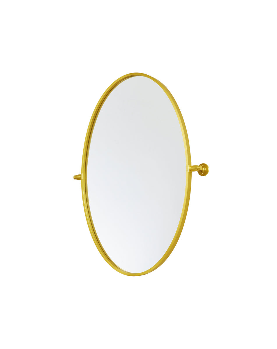 Oval pivot mirror 21x32 inch in gold