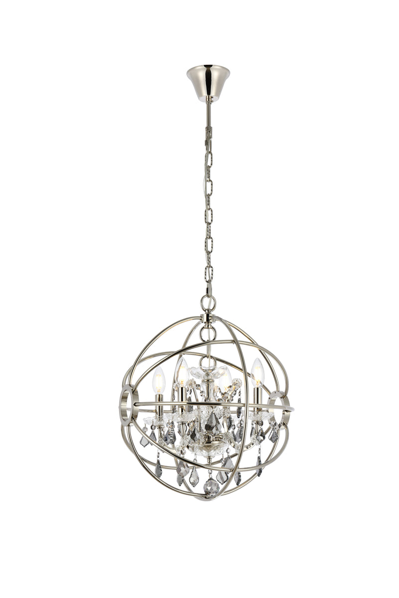 Geneva 4 light polished nickel Pendant Silver Shade (Grey) Royal Cut crystal
