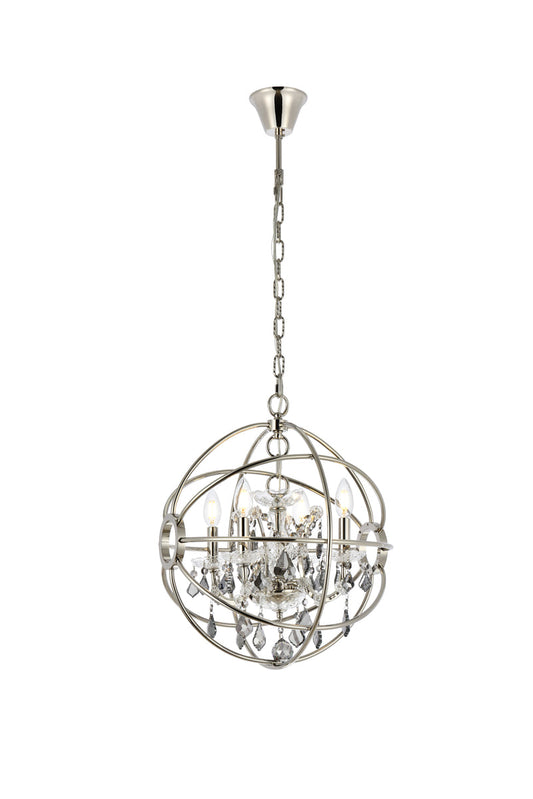 Geneva 4 light polished nickel Pendant Silver Shade (Grey) Royal Cut crystal