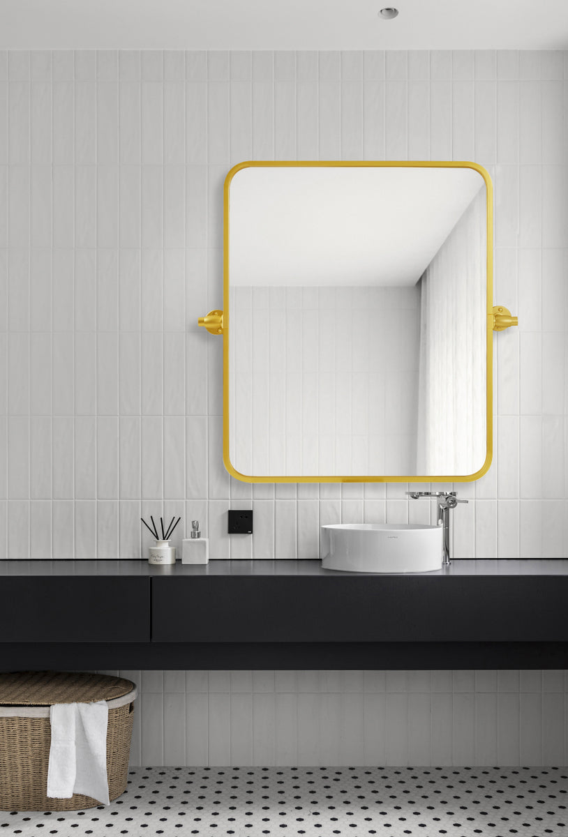 Soft corner pivot mirror 20x24 inch in gold