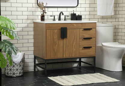 36 inch Single bathroom vanity in walnut brown