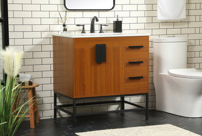 32 inch Single bathroom vanity in teak