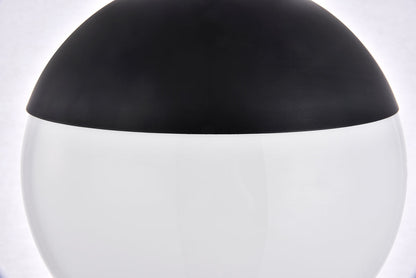 Eclipse 1 Light Black Pendant With Frosted White Glass