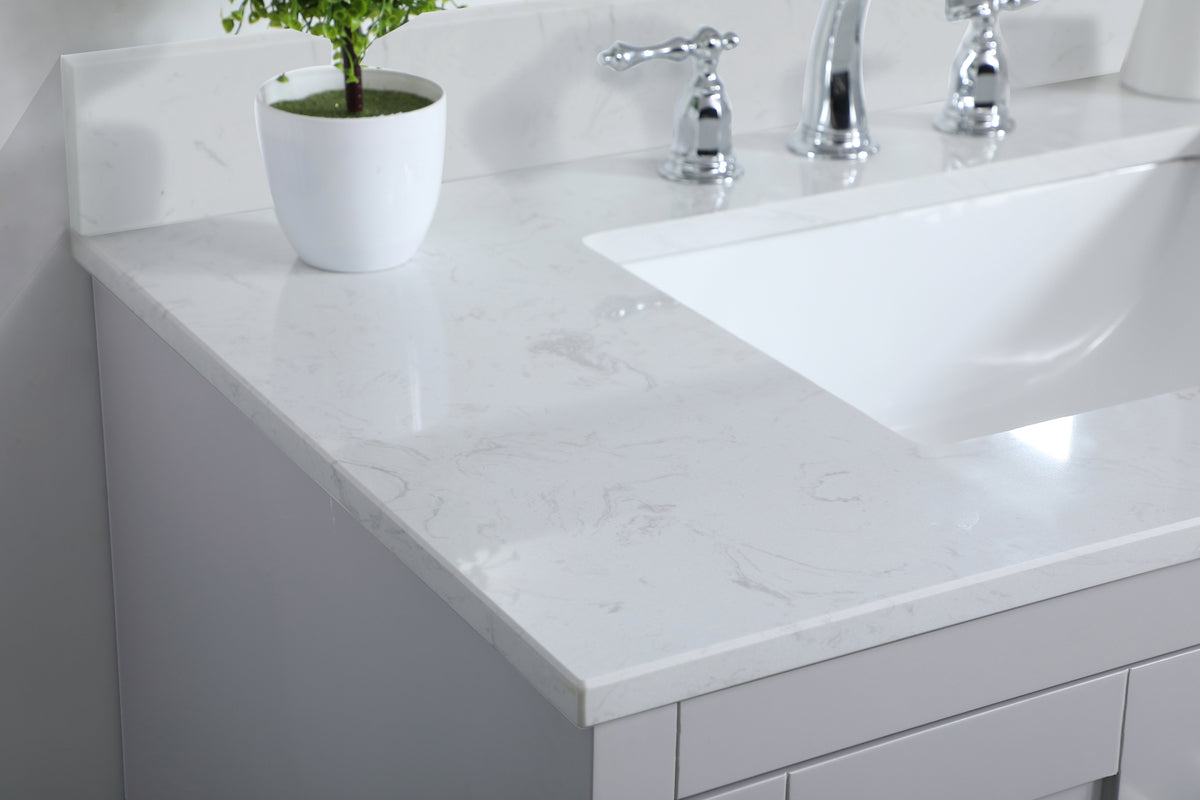 36 inch Single Bathroom Vanity in Grey with Backsplash