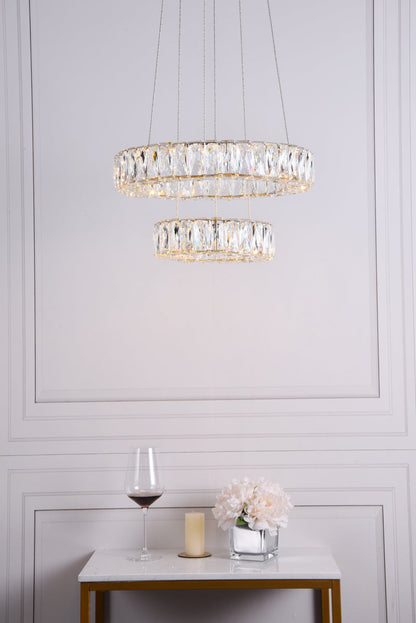 Monroe Integrated LED chip light gold Pendant Clear Royal Cut Crystal