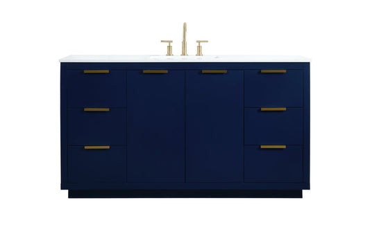 60 inch Single bathroom vanity in blue