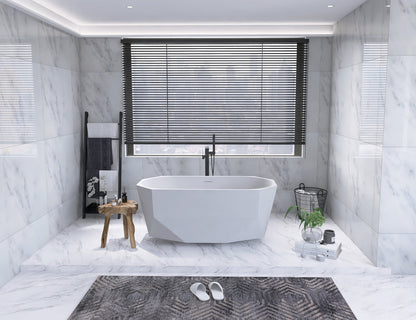 59 inch soaking diamond style bathtub in glossy white