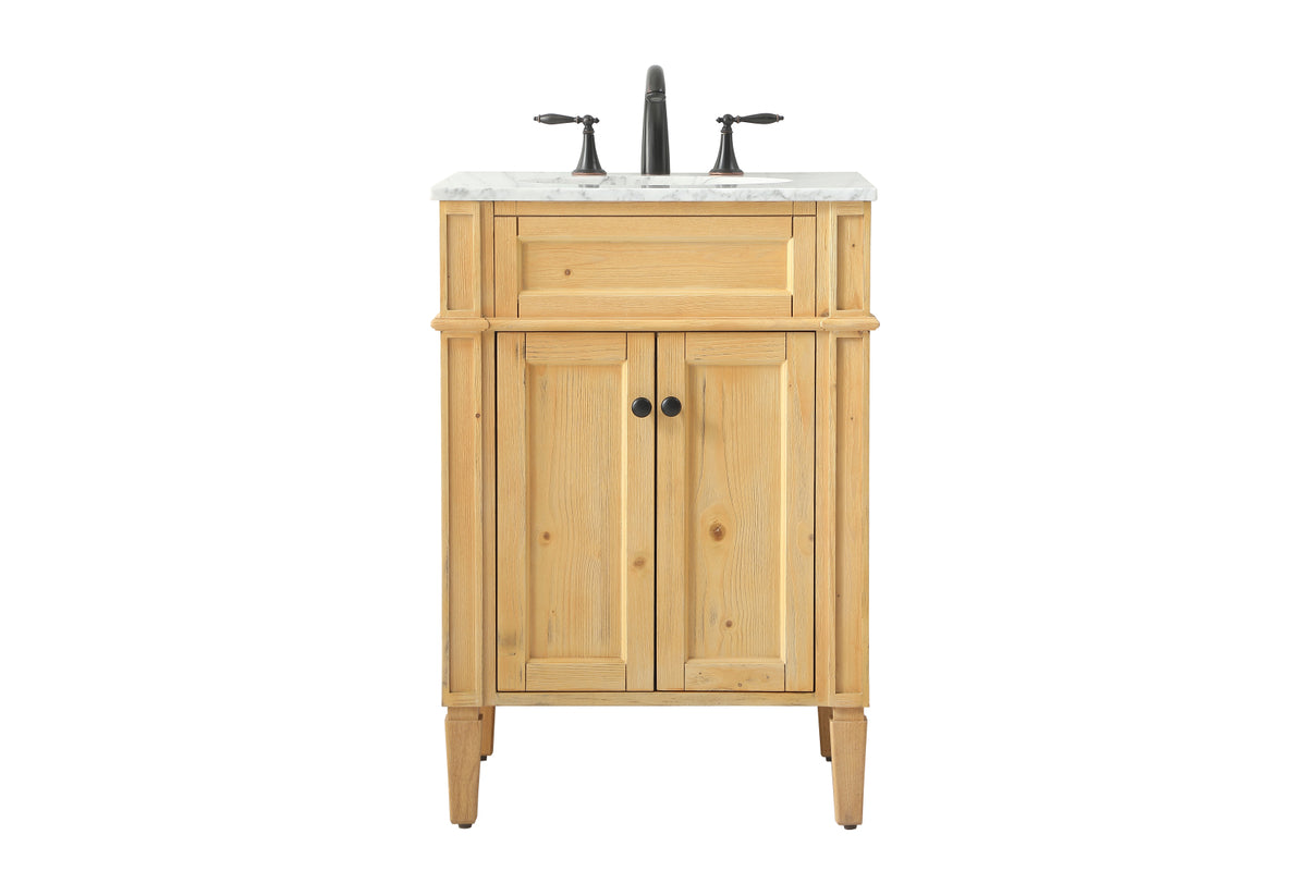 24 inch Single bathroom vanity in natural wood