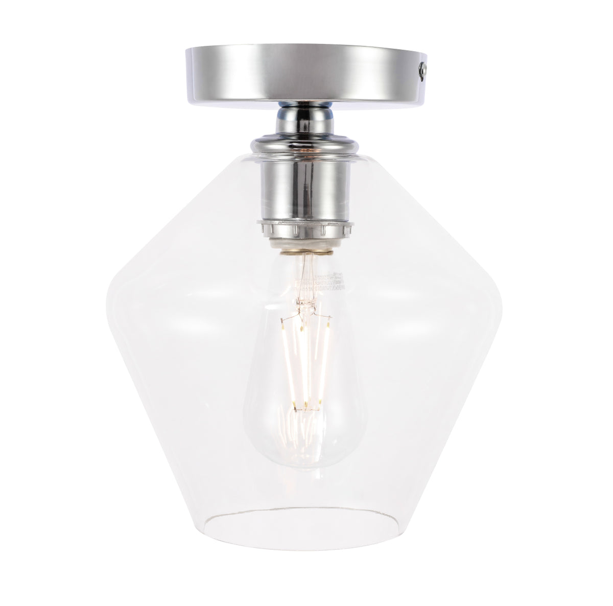 Gene 1 light Chrome and Clear glass Flush mount