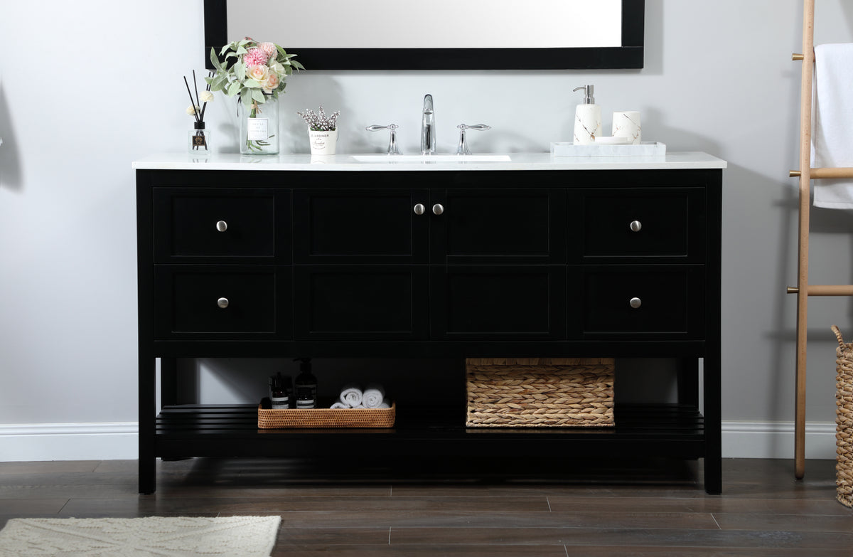 60 inch Single bathroom vanity in black