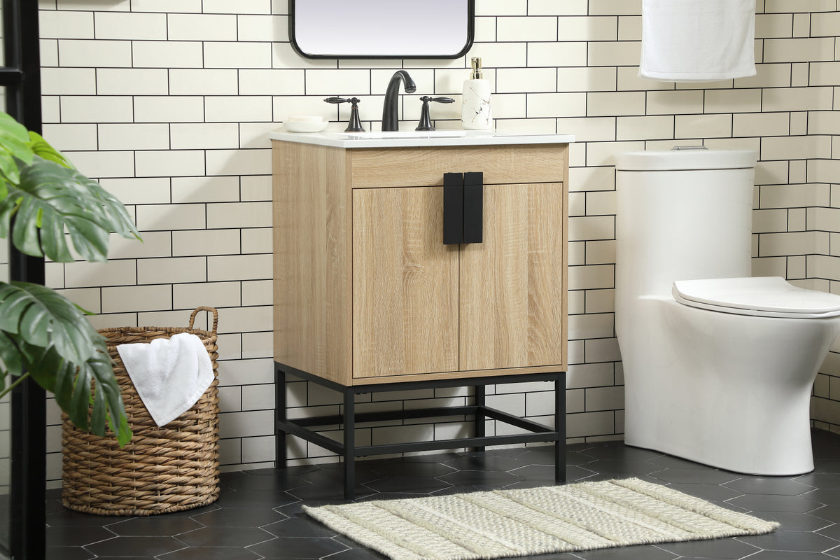 24 inch Single bathroom vanity in mango wood