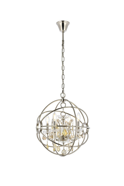 Geneva 4 light polished nickel Pendant Golden Teak (Smoky) Royal Cut crystal