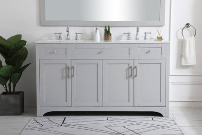 60 inch Double Bathroom Vanity in Grey