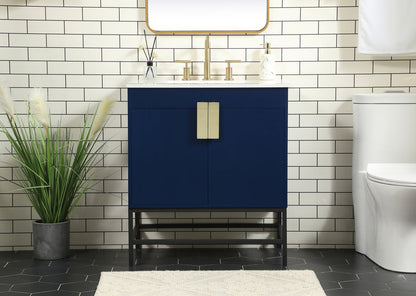 30 inch Single bathroom vanity in blue