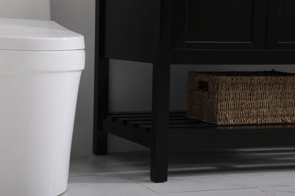 42 inch Single Bathroom Vanity in Black with Backsplash