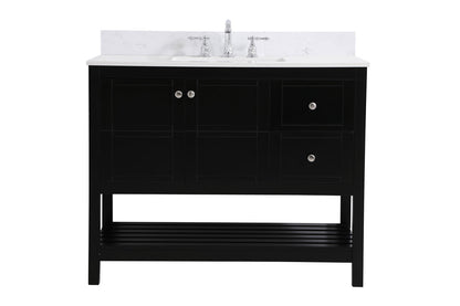 42 inch Single Bathroom Vanity in Black with Backsplash