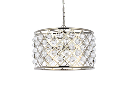 Madison 6 light polished nickel Pendant Clear Royal Cut Crystal