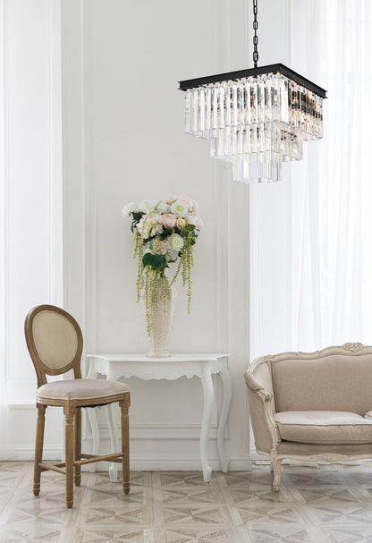 Sydney 21.5 inch square crystal chandelier in matte black