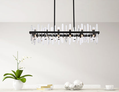 Serena 42 inch crystal rectangle chandelier in black