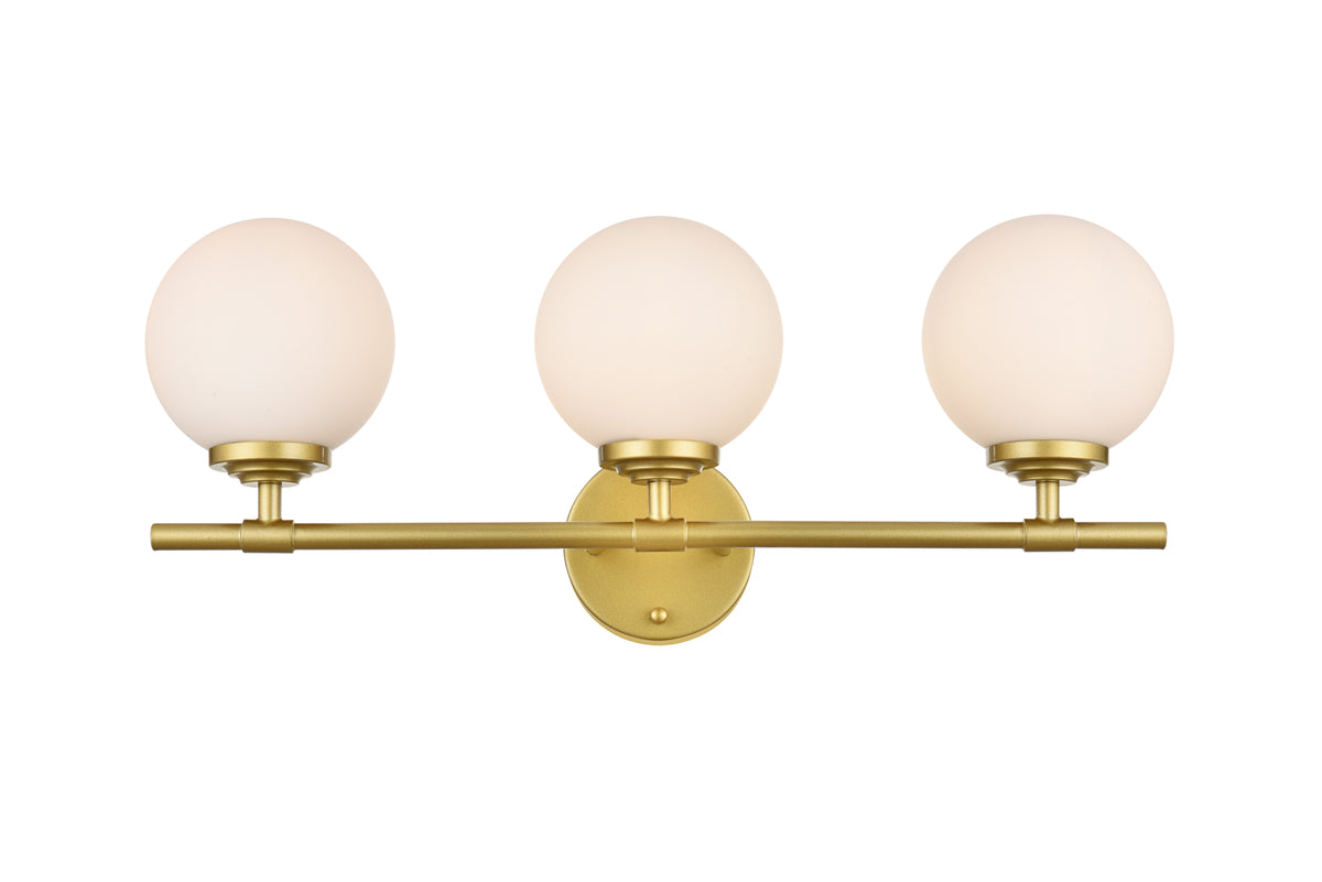 Ansley 3 light Brass and frosted white Bath Sconce