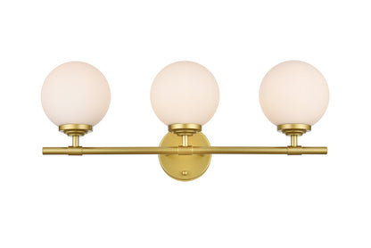 Ansley 3 light Brass and frosted white Bath Sconce
