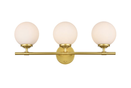 Ansley 3 light Brass and frosted white Bath Sconce