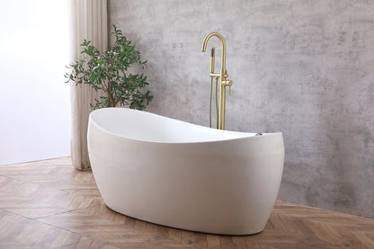 Steven Floor Mounted Roman Tub Faucet with Handshower in Brushed Gold