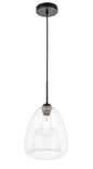 Kason 1 light Black and Clear glass pendant
