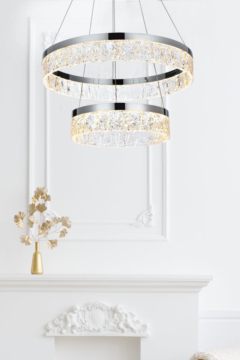 Linden 22 inch Adjustable LED chandelier in Chrome