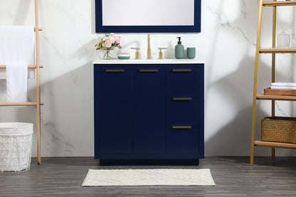 36 inch Single bathroom vanity in blue