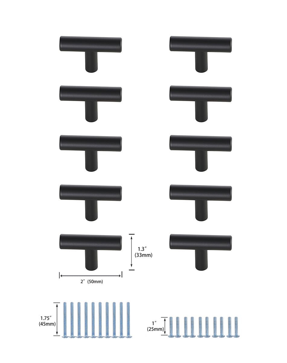 Quinn Matte Black T Bar Pull Multipack (set of 10)