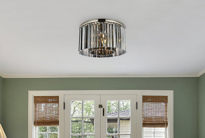 Sydney 8 light polished nickel Flush Mount Silver Shade (Grey) Royal Cut Crystal