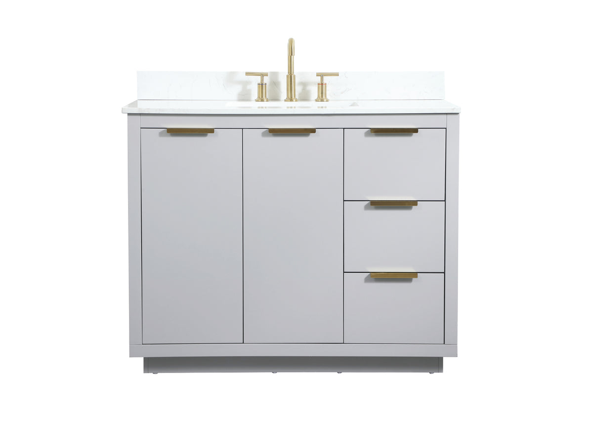 42 inch Single bathroom vanity in grey with backsplash