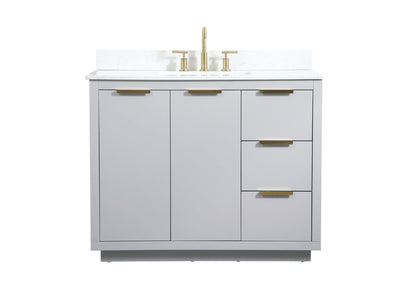 42 inch Single bathroom vanity in grey with backsplash