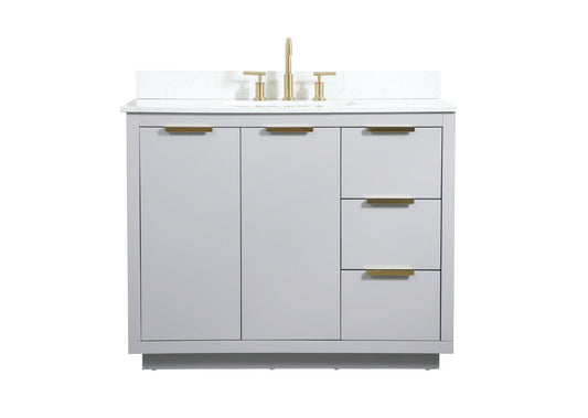 42 inch Single bathroom vanity in grey with backsplash