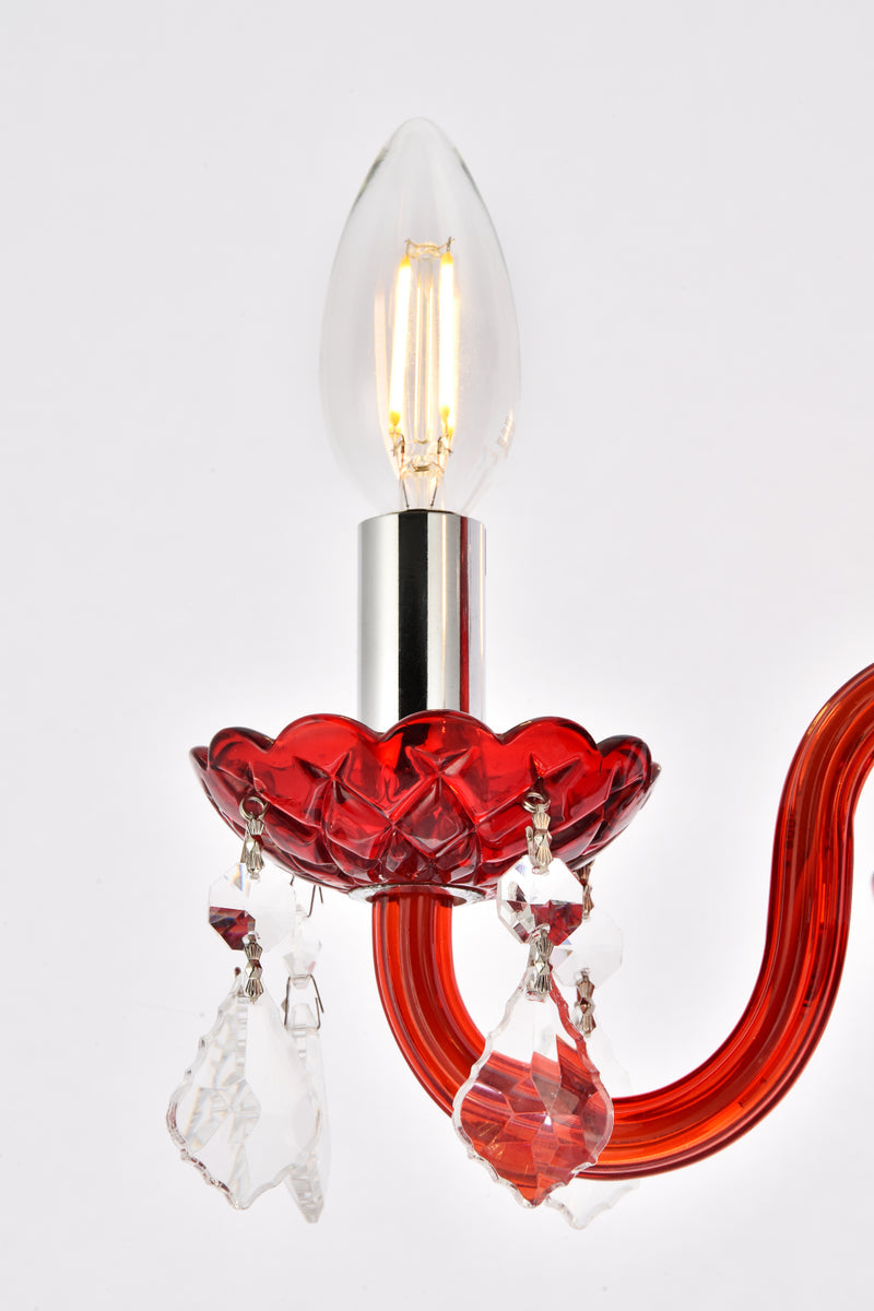 Rococo 4 light Red Pendant Bordeaux (Red) Royal Cut Crystal