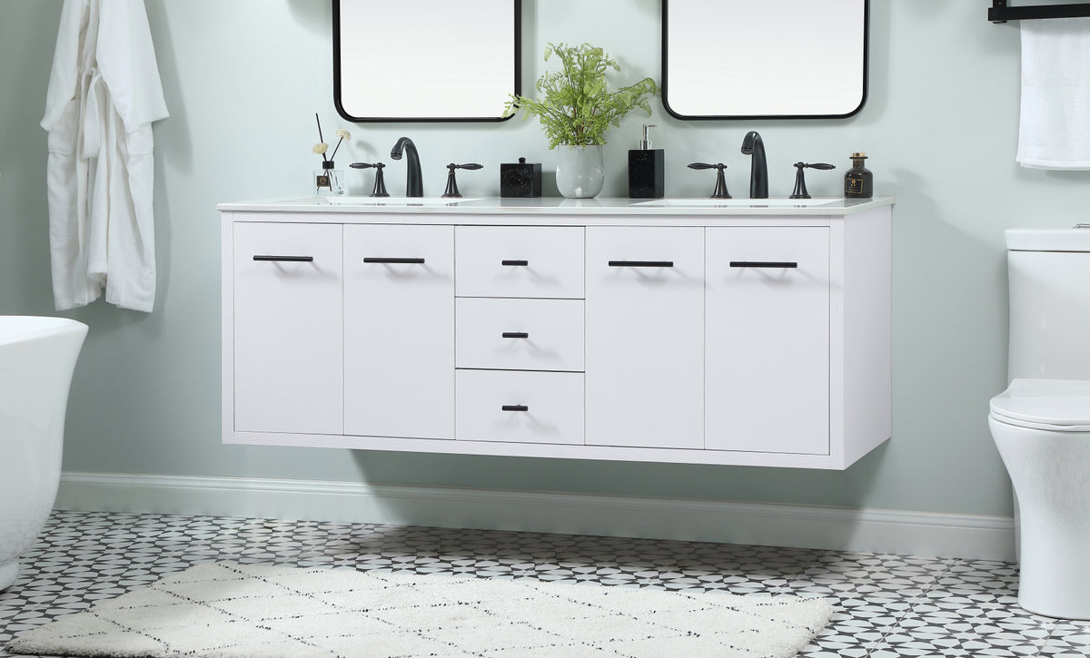 60 inch Single bathroom vanity in white