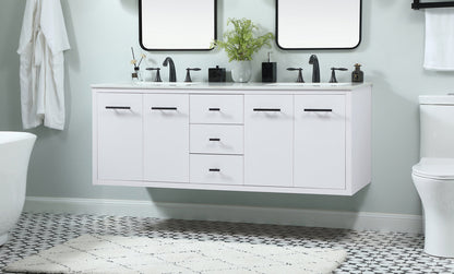 60 inch Single bathroom vanity in white