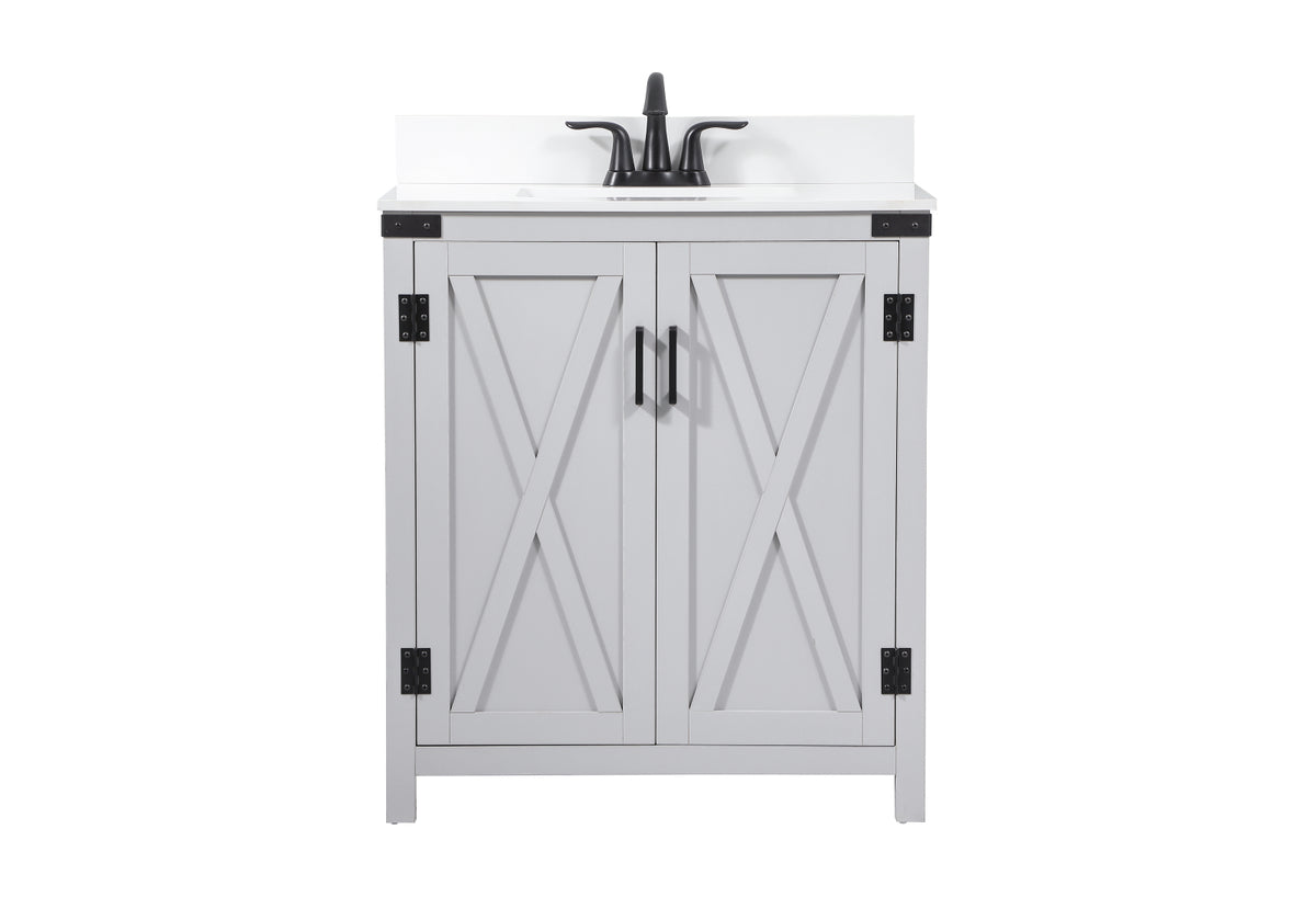 30 inch Single bathroom vanity in grey with backsplash