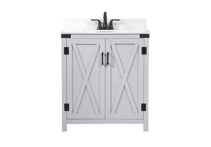 30 inch Single bathroom vanity in grey with backsplash