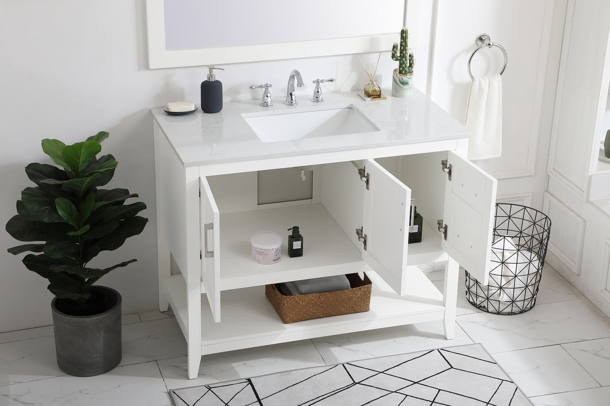 42 inch Single Bathroom Vanity in White
