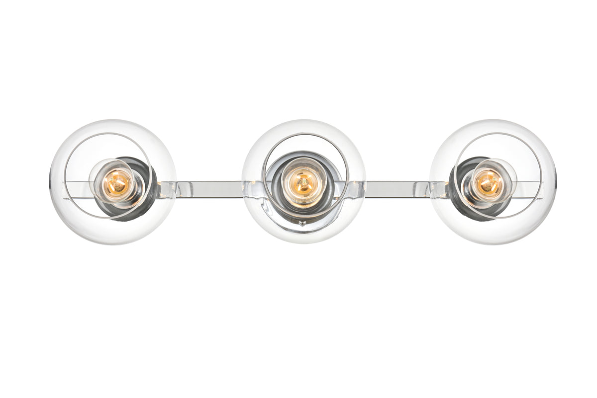 Rogelio 3 light Chrome and Clear Bath Sconce