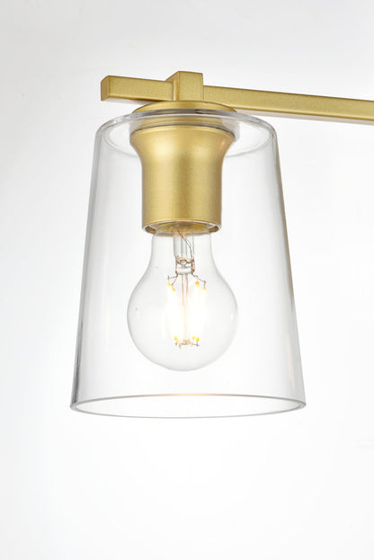 Kacey 4 light Brass and Clear Bath Sconce