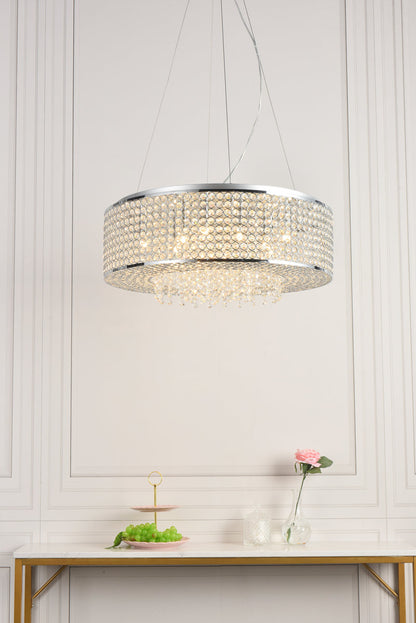 Amelie 10 light Chrome Pendant Clear Royal Cut Crystal
