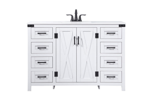 48 inch Single bathroom vanity in white