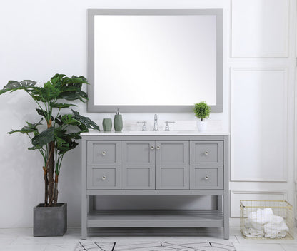 48 inch Single Bathroom Vanity in Gray with Backsplash