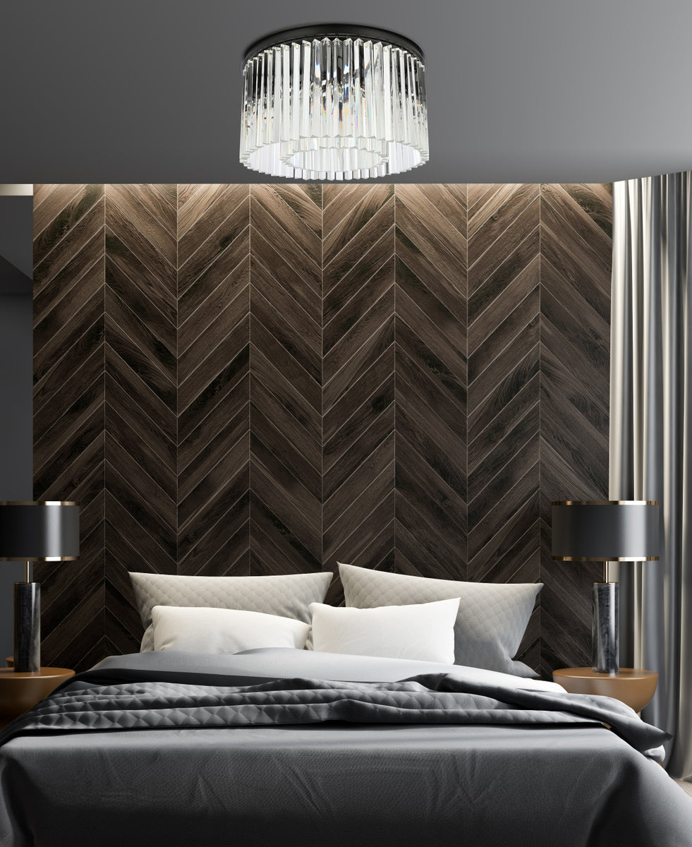 Sydney 8 light Matte Black Flush Mount Clear Royal Cut Crystal